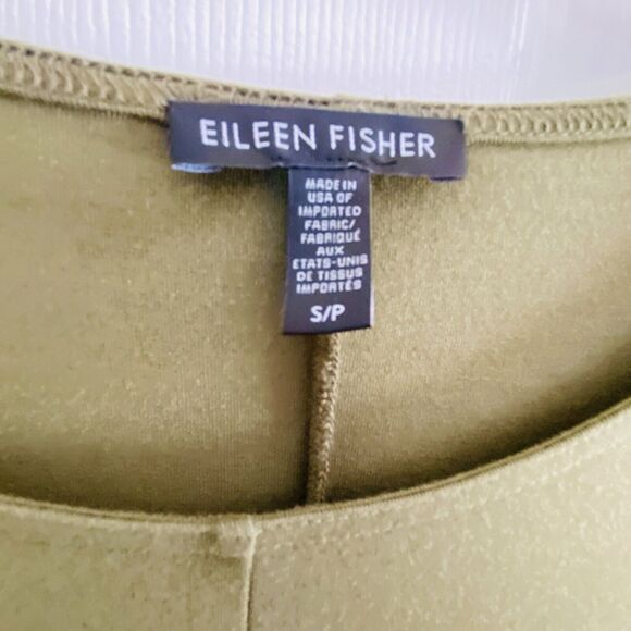 Eileen Fisher Top Womens Size Small Olive Green Jersey Knit Short Sleeve Scoop - Picture 2 of 4